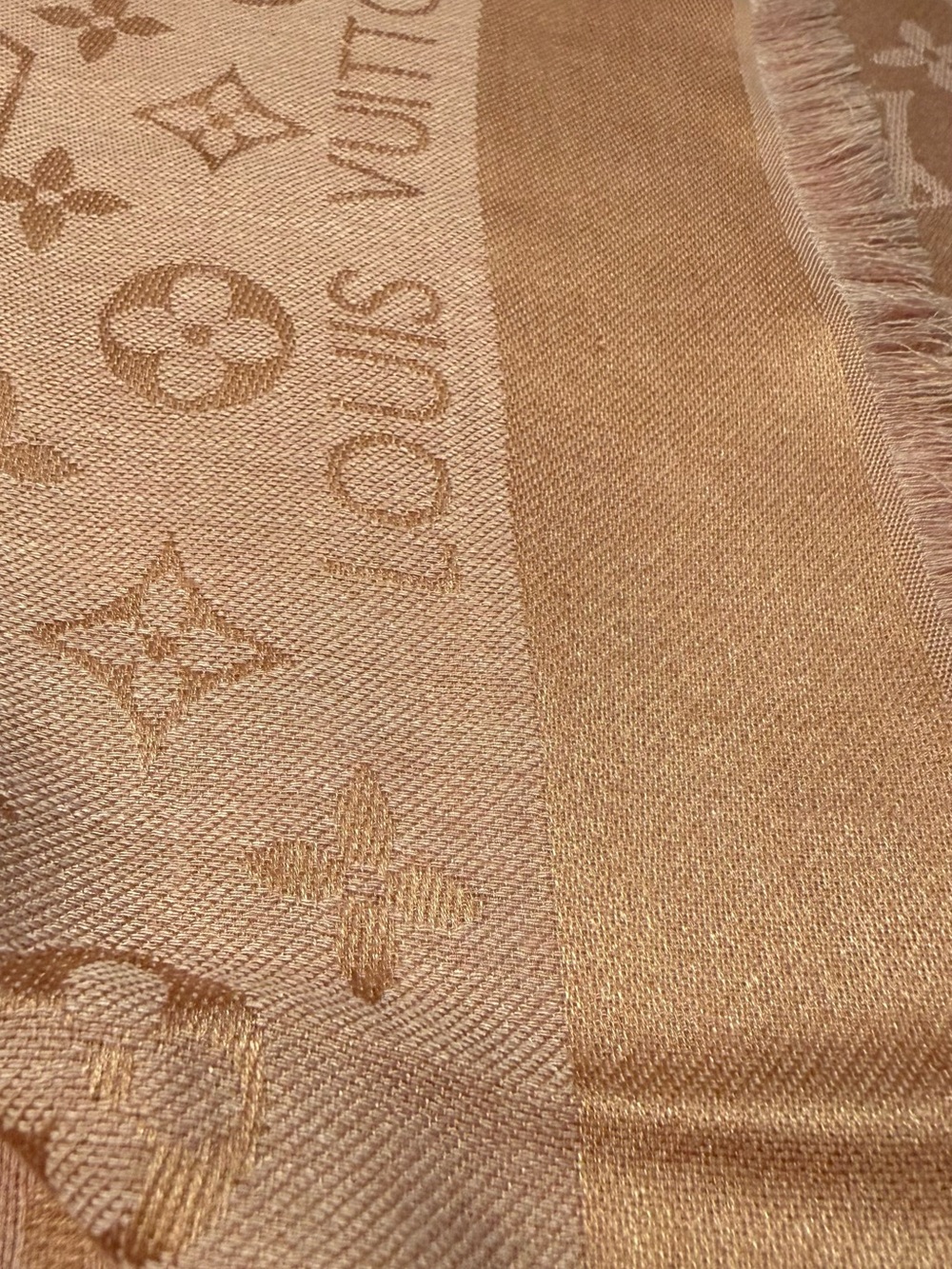 Louis Vuitton Monogram Jacquard Scarf in Rose Beige
